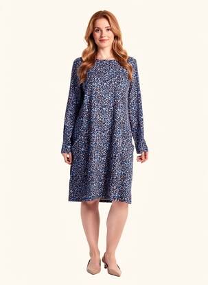 Rochie midi imprimeu fantezie mâneci lungi albastru LILY & ME femeie