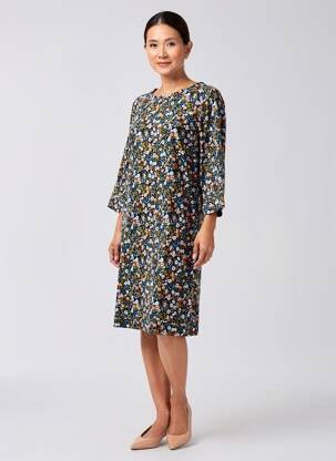Rochie midi imprimeu floral mâneci 3/4 negru LILY & ME femeie