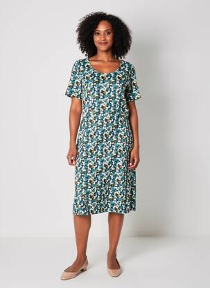 Rochie midi mâneci scurte mâneci scurte albastru ZILCH femeie