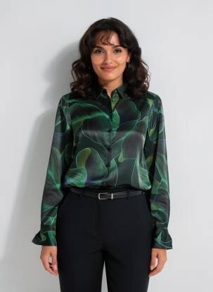 Cămașă croială cambrată mâneci lungi verde LPB LES PETITES BOMBES  femeie