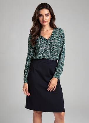 Top țesătură crep mâneci lungi verde KAFFE femeie