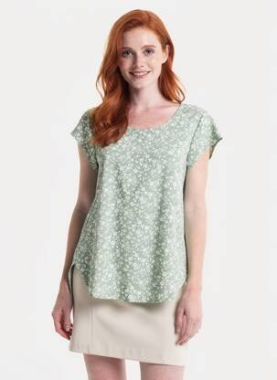 Top țesătură crep mâneci scurte verde ONLY femeie