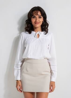 Bluză țesătură poplin mâneci lungi alb LILY & ME femeie