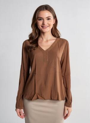 Top mâneci lungi mâneci lungi maro KAFFE femeie