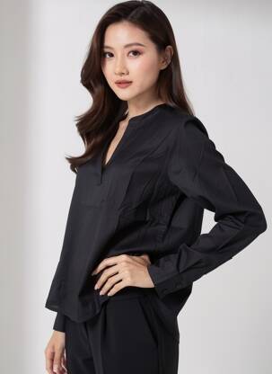 Top mâneci lungi mâneci lungi negru KAFFE femeie