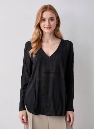 Top mâneci lungi mâneci lungi negru KAFFE femeie