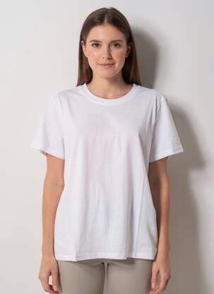Tricou croială dreaptă mâneci scurte alb KAFFE femeie