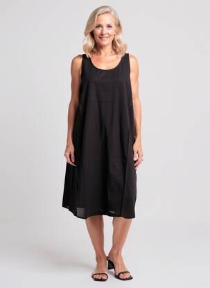 Rochie midi fără mâneci fără mâneci negru ZHENZI femeie