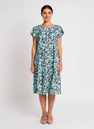Rochie midi imprimeu floral mâneci scurte verde LILY & ME femeie