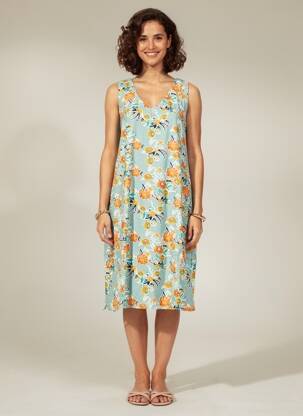 Rochie midi imprimeu floral fără mâneci albastru LILY & ME femeie