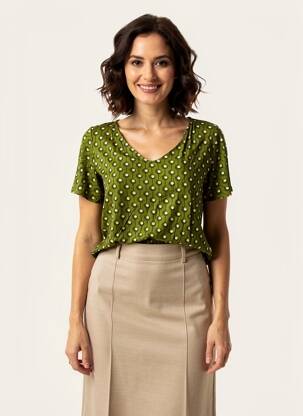 Top elasticitate mâneci scurte verde FAIRWEAR femeie