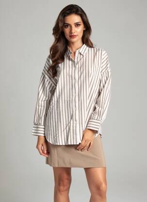 Cămașă mâneci lungi mâneci lungi maro PIECES femeie