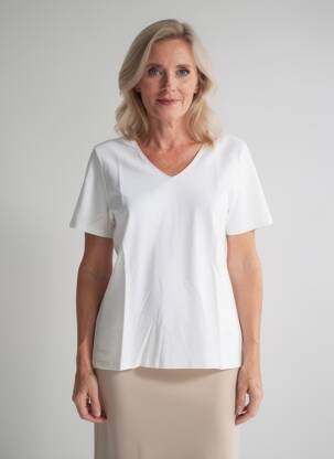 Tricou croială dreaptă mâneci scurte alb JULIE GUERLANDE femeie