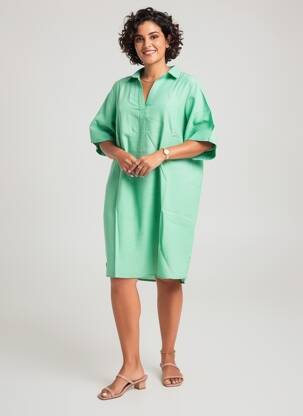 Rochie scurtă mâneci scurte mâneci scurte verde ZHENZI femeie