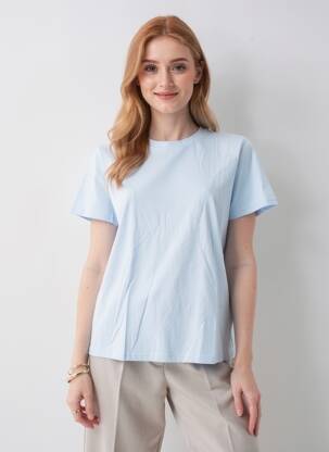 Tricou elasticitate mâneci scurte albastru KAFFE femeie