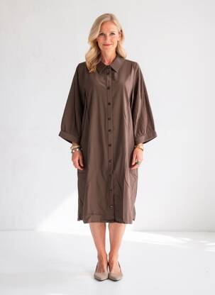 Rochie midi mâneci 3/4 mâneci 3/4 maro ZHENZI femeie