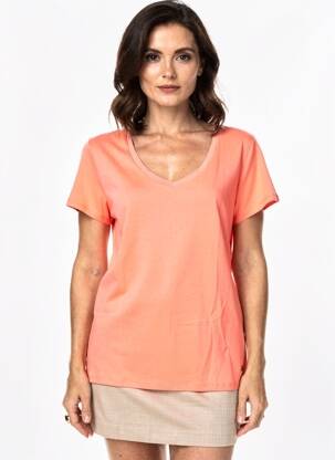 Tricou croială dreaptă mâneci scurte portocalie C'EST BEAU LA VIE femeie