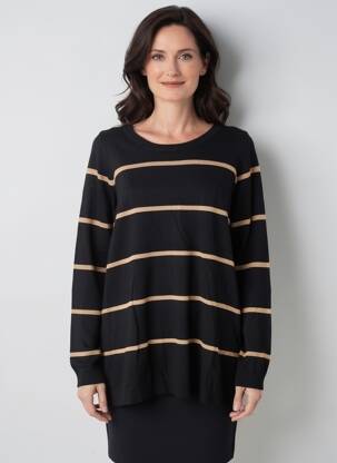 Pulover croială dreaptă mâneci lungi negru ZHENZI femeie