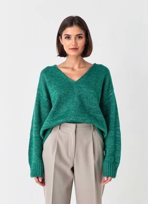 Pulover croială dreaptă mâneci lungi verde KAFFE femeie