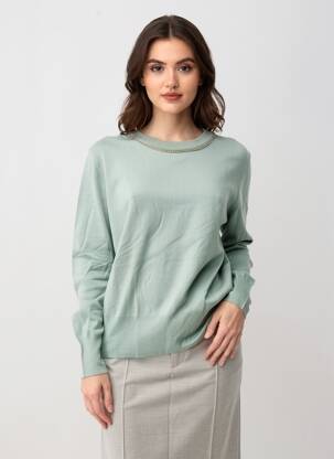 Pulover croială dreaptă mâneci lungi verde TIFFOSI femeie