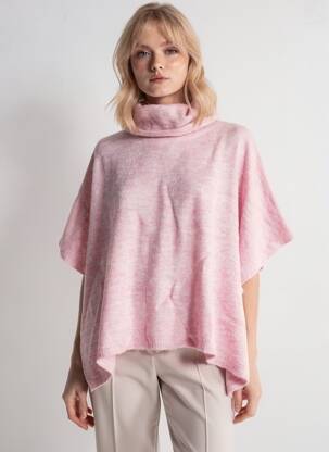 Pulover cu guler înalt mâneci scurte roz LILI SIDONIO femeie