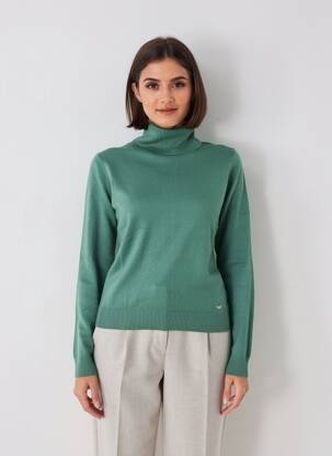 Pulover cu guler înalt croială dreaptă mâneci lungi verde LPB LES PETITES BOMBES  femeie