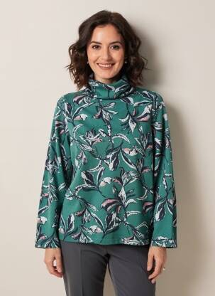 Pulover cu guler înalt croială dreaptă mâneci lungi verde LILY & ME femeie