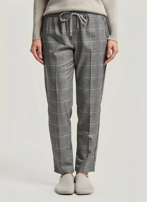 Pantalon slim talie elastică mărime normală gri ZHENZI femeie