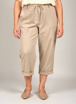 Pantalon 7/8 talie elastică mărime normală bej ZHENZI femeie