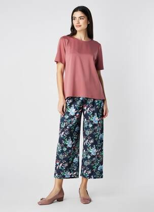 Pantalon 7/8 talie cu cleme mărime normală albastru LILY & ME femeie