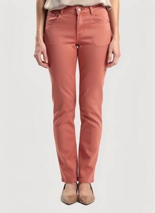 Pantalon slim țesătură poplin mărime normală roz C'EST BEAU LA VIE femeie