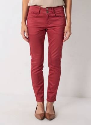 Pantalon slim țesătură poplin mărime normală roșu ONE SIZE FILTS ALL femeie