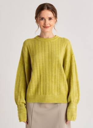 Pulover strânsă pe partea de jos mâneci lungi verde LILY & ME femeie