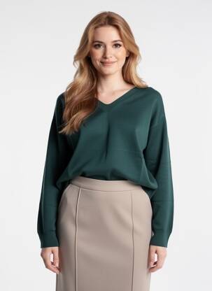 Pulover croială dreaptă mâneci lungi verde ZILCH femeie