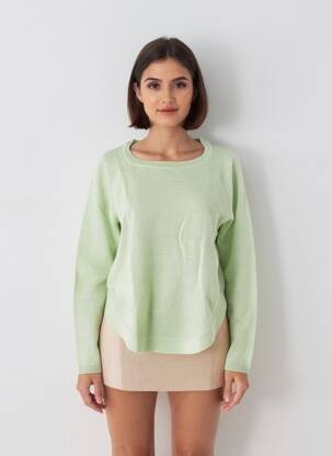 Pulover guler rotund mâneci lungi verde ONLY femeie