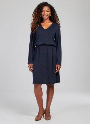 Rochie midi mâneci lungi mâneci lungi albastru KAFFE femeie