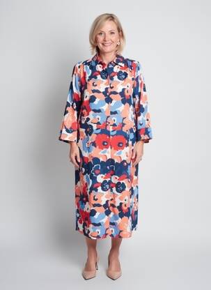 Rochie midi imprimeu floral mâneci 3/4 albastru OLSEN femeie