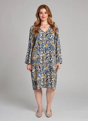 Rochie midi imprimeu floral mâneci lungi albastru LE PETIT BAIGNEUR femeie