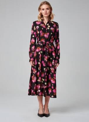 Rochie lungă mâneci lungi mâneci lungi negru KAFFE femeie