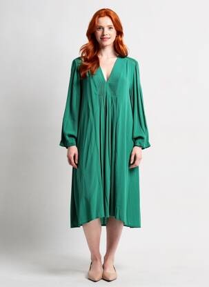 Rochie midi croială fluidă mâneci lungi verde FREEMAN T.PORTER femeie