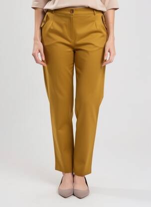Pantalon chino închidere cu fermoar sub clapetă cu nasturi mărime normală galben LE PETIT BAIGNEUR femeie