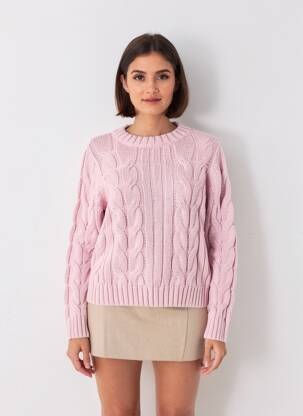 Pulover strânsă pe partea de jos mâneci lungi roz WRANGLER femeie