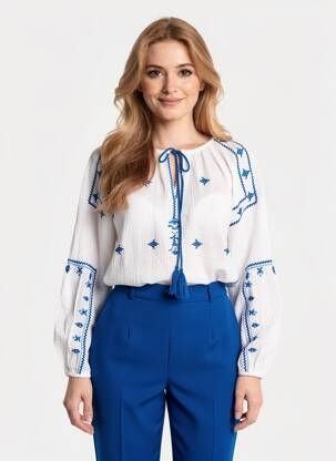 Bluză guler rotund mâneci lungi albastru MOLLY BRACKEN femeie