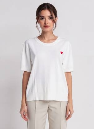 Tricou croială dreaptă mâneci scurte alb LILI SIDONIO femeie