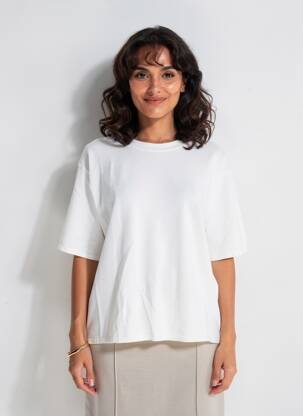 Tricou croială dreaptă mâneci scurte alb MOLLY BRACKEN femeie