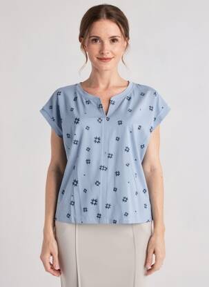 Tricou croială dreaptă mâneci scurte albastru WHITE STUFF femeie