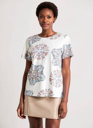 Tricou imprimeu fantezie mâneci scurte alb WHITE STUFF femeie