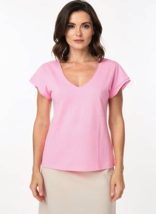 Tricou guler în v mâneci scurte roz MOLLY BRACKEN femeie