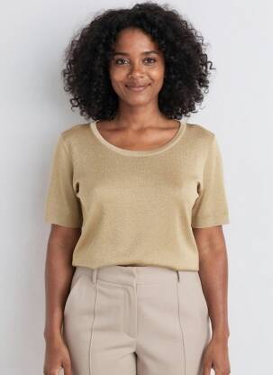 Tricou croială cambrată mâneci scurte auriu MOLLY BRACKEN femeie
