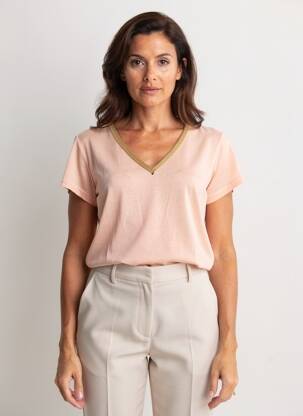 Tricou guler în v mâneci scurte roz MOLLY BRACKEN femeie